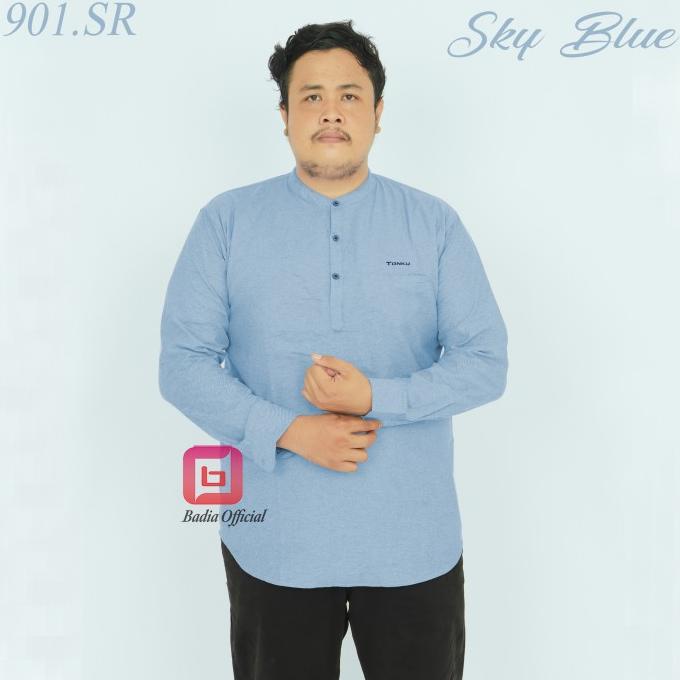 baju kemeja koko kurta jumbo henley kantong lengan panjang pria dewasa