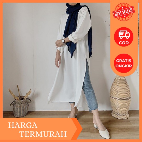 Tunik Crinkle / Lova Long Tunik / Long Tunik Wanita / Baju Tunik Korea Baju Muslim Wanita Lebaran 20