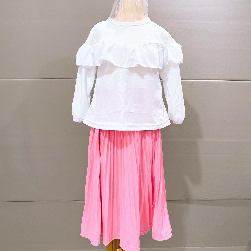 Setelan Baju Anak Perempuan Set Rok Plisket