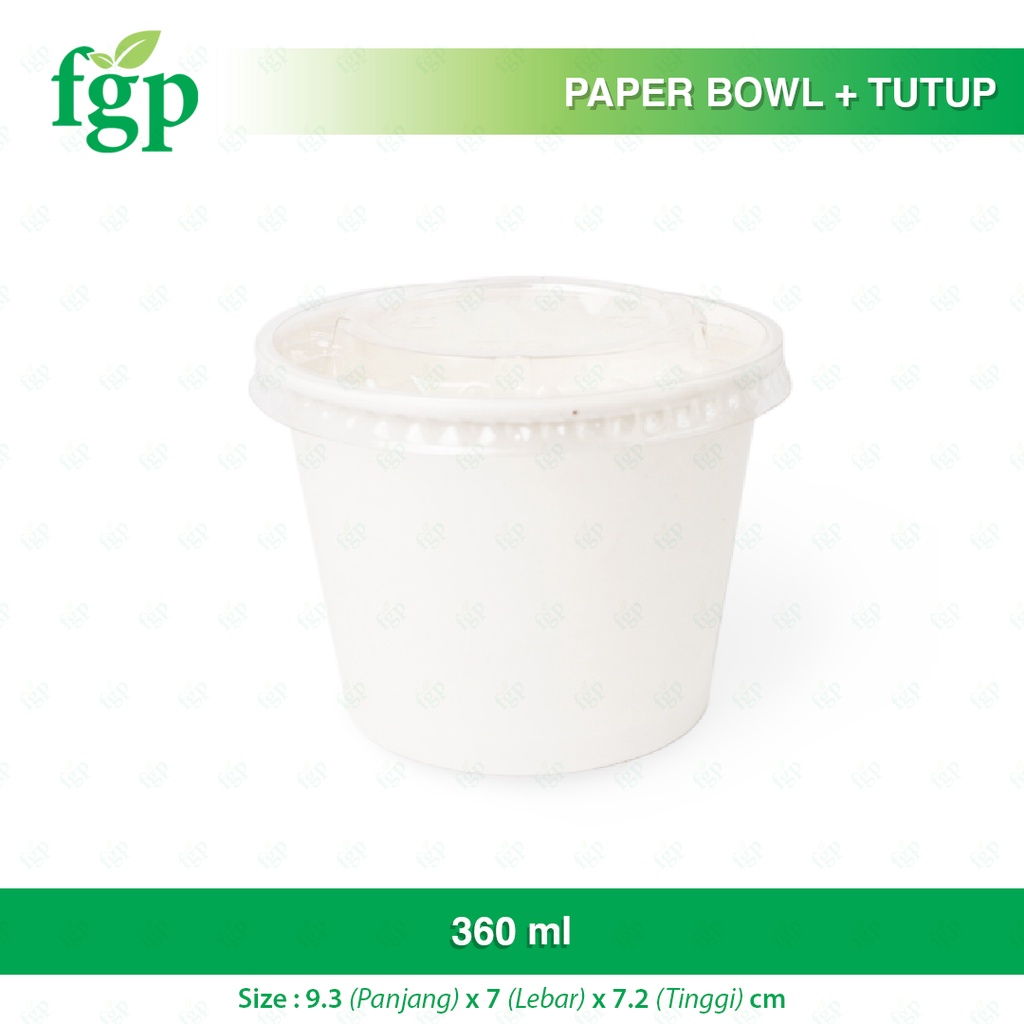 Paper Bowl 360 Ml Tutup Bening Isi 50 Set