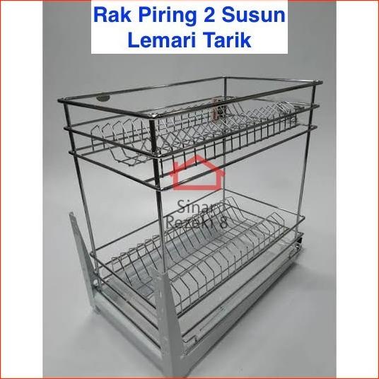 Rak Piring 2 Susun Lemari Tarik / Dapur Dalam Kitchen Set Tempat Taco Wafleursz