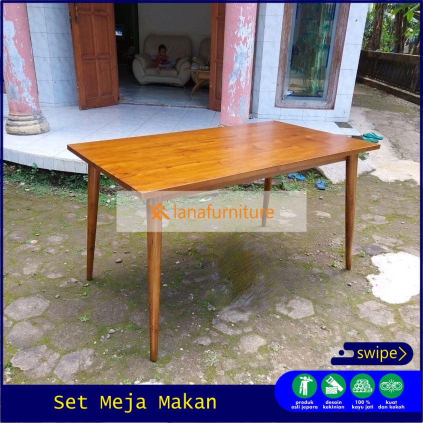 Meja Makan Retro Minimalis Kayu Jati, Meja Cafe Kayu Jati