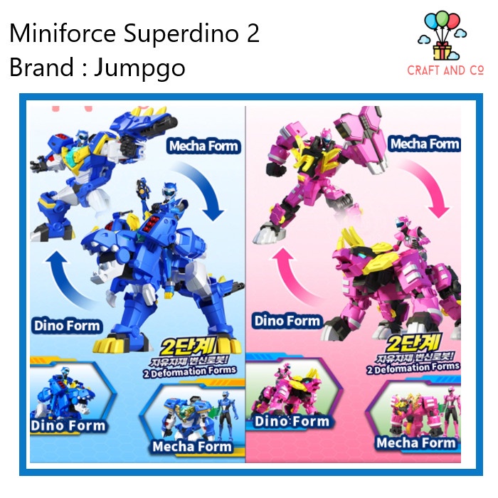 Terlaris Mainan Robot Mini Force Miniforce Super Dino Transform 2 Ori Jumpgo