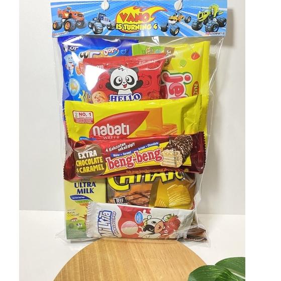 

Murah Lebay Paket snack ulang tahun V / souvenir ulang tahun / goodiebag ulang tahun anak
