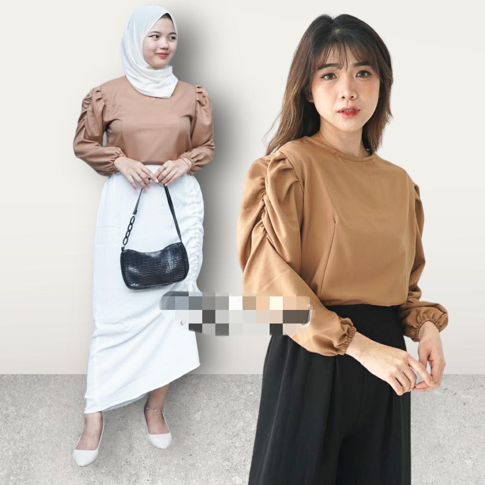 BEFAST - ZFS OOTD WANITA BLOUSE POP / PUFFY SHAKILA TOP / Blouse Polos Formal / Pakaian Casual Wanita Kerja / Outfit Daily Wanita / Fashion kekinian remaja ABG / Blouse Lengan Panjang / Terlaris / Termurah