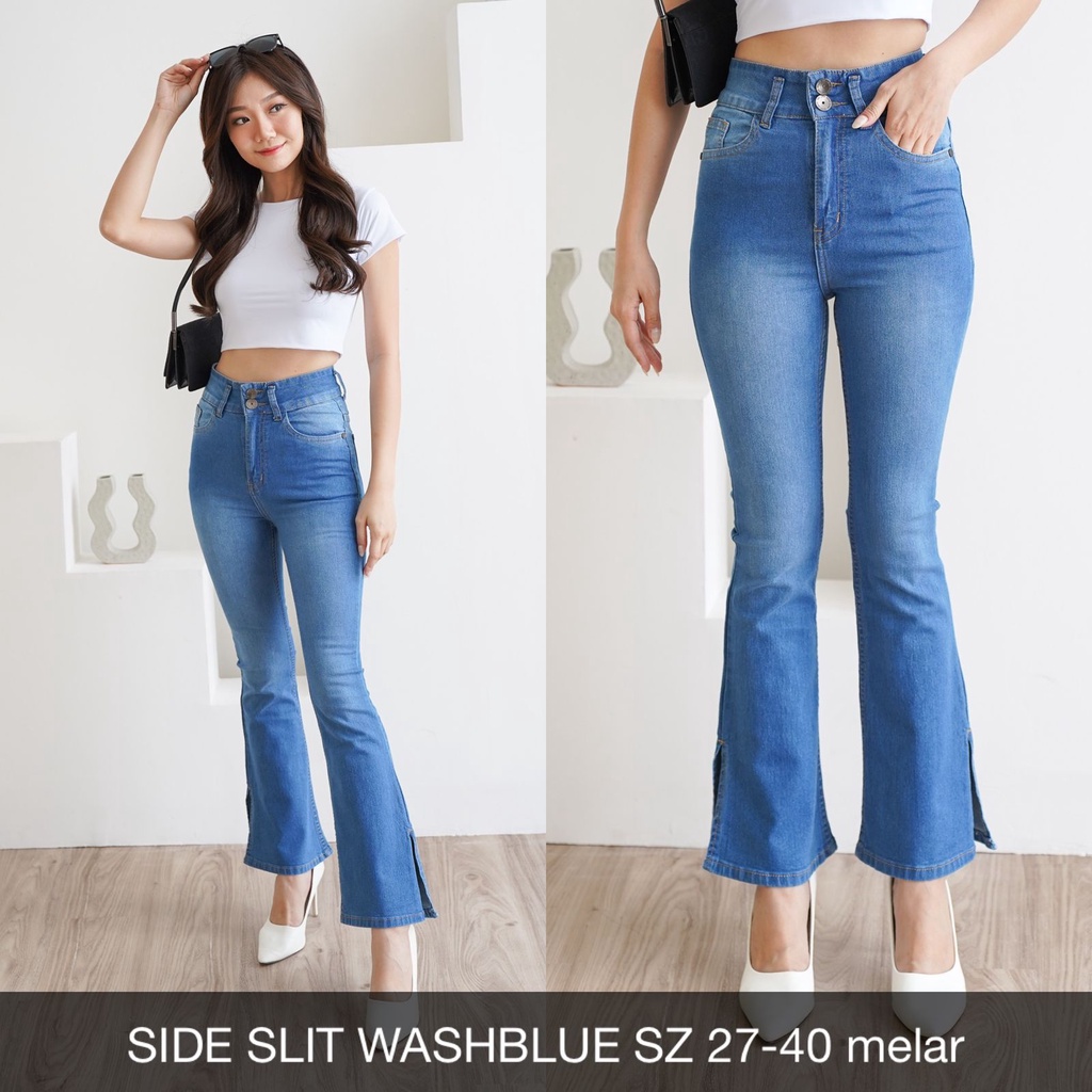 CELANA JEANS WANITA  UKURAN NORMAL &amp; JUMBO SIDESLIT CUTBRAY SERIES-SYSCLOTHIER