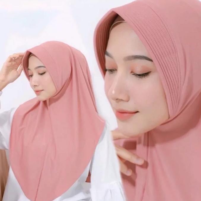 Terlaku... Jilbab Instan / Bergo Hamidah / kerudung Jersey Sport Menutup Dada,