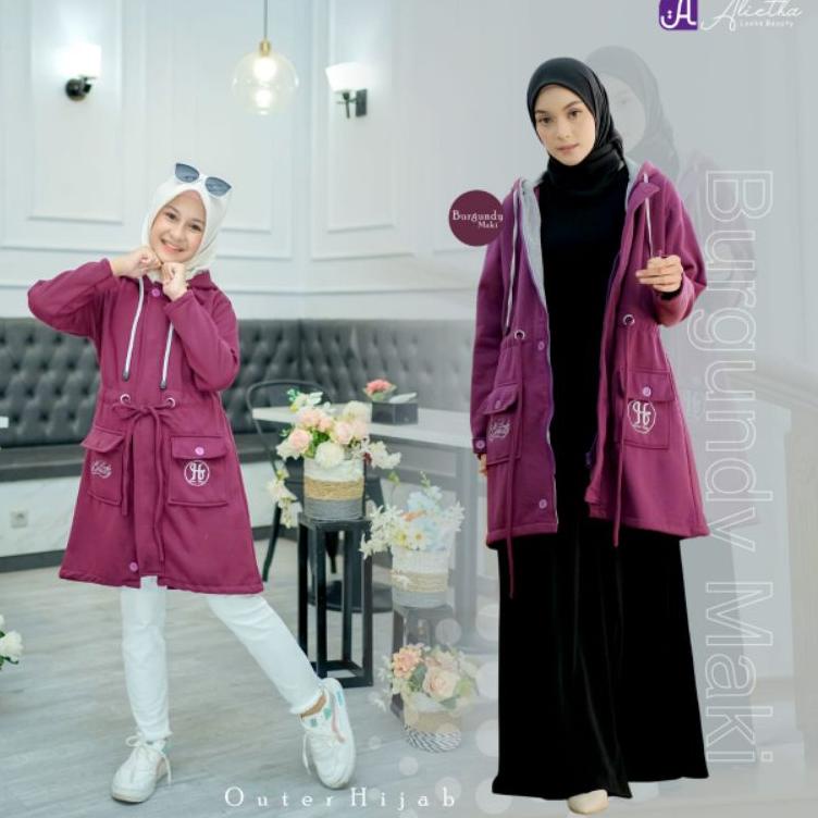 CHEKOUT Jaket Outer Hijab Alietha | Jaket hijab panjang Muslimah | Jacket alietha tebal