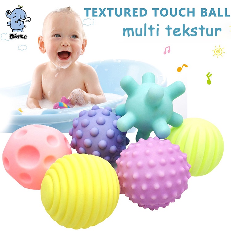 BIAZE Mainan Bola Puzzle Pijat Bayi Multifungsi Lembut Dengan Suara Untuk Edukasi Perkembangan Sensory Bayi Mainan
