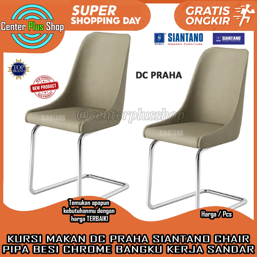 [KARGO] KURSI MAKAN DC PRAHA SIANTANO BANGKU DINING CHAIR PIPA BESI JOK SANDARAN OSCAR CHROME CROME 