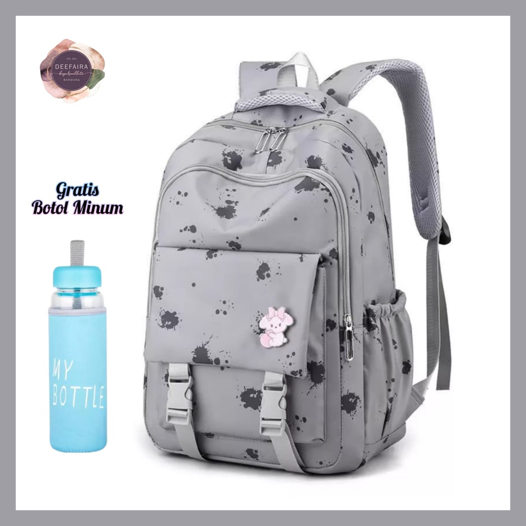 Tas Ransel Anak Perempuan Model Cat Pin Pita Gratis Botol Minum Untuk Sd Smp Sma