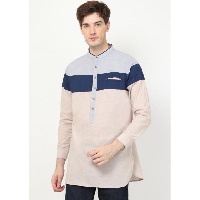 TERLARIS M231 Koko Kurta Pria Warna Biru - Cream 1550B /BAJU KOKO PRIA/BAJU KOKO DEWASA/BAJU KOKO AN