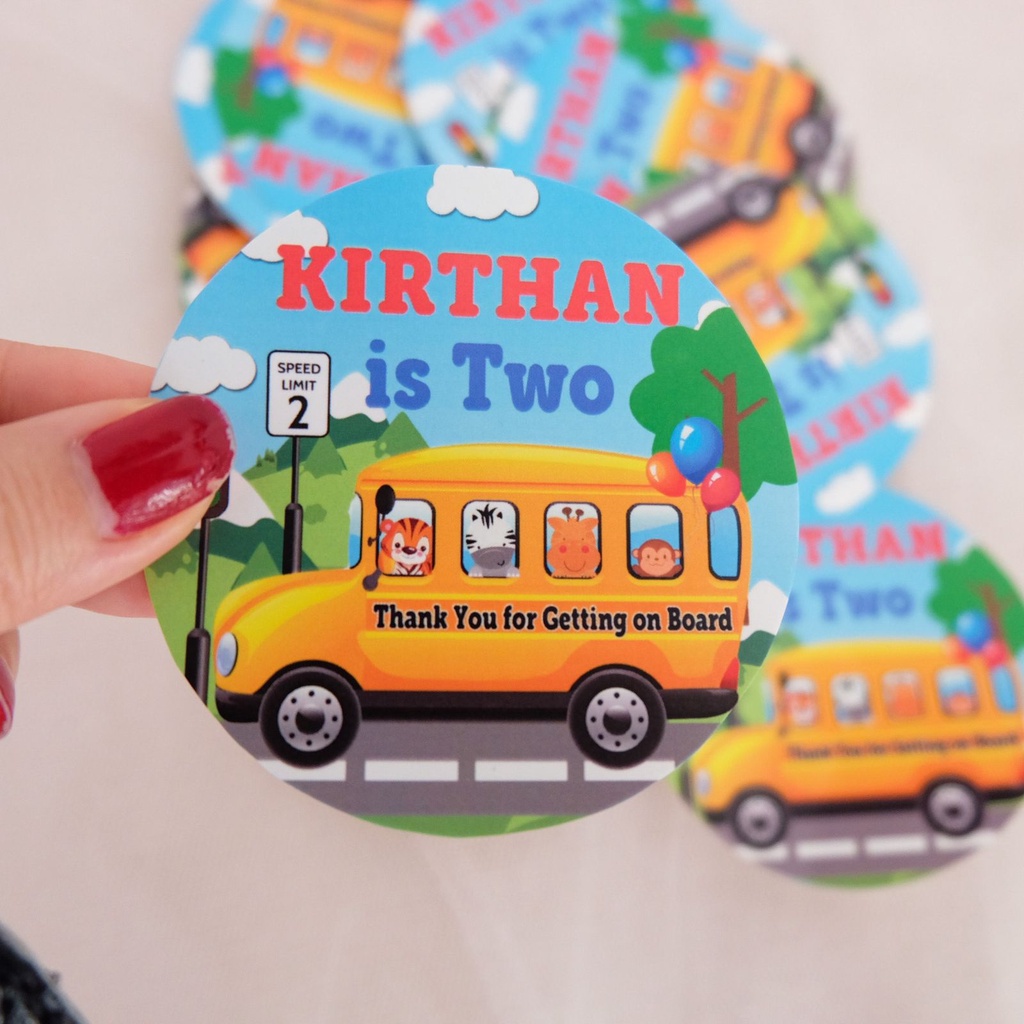 

Wheels On The Bus Sticker Pudding Birthday / Pudding / Souvenir / Bento / Tempelan Sticker Ulang Tahun