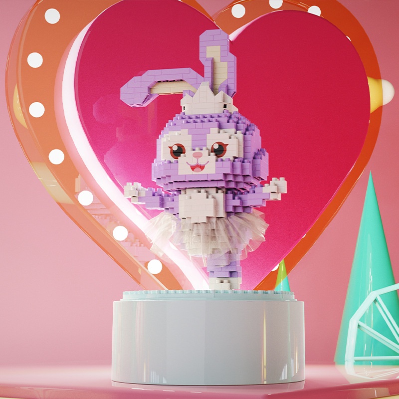 Nano Block Kotak Musik Kelinci Balet Block Mainan Anak StellaLou Balok Susun Hadiah Hari Valentine
