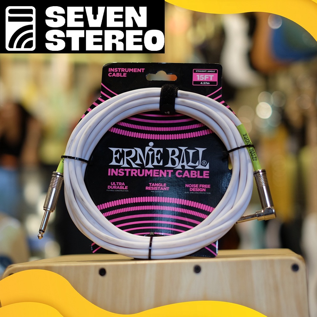 Ernie Ball 6400 PVC Straight to Right Angle Instrument Cable 15 Feet