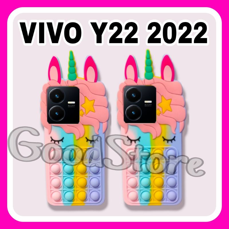 Case Vivo Y22 2022 Model Terbaru Casing Pop It 3D Unicorn Rainbow Terbaik