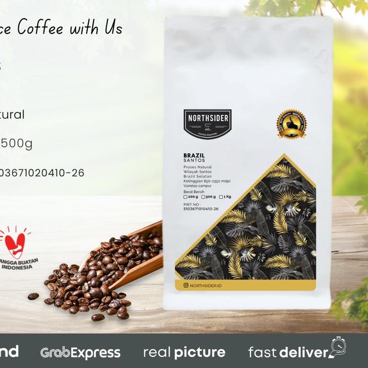 

☆ BIJI KOPI ARABIKA BRAZIL SANTOS NATURAL - 500GR NORTHSIDER COFFEE ✱