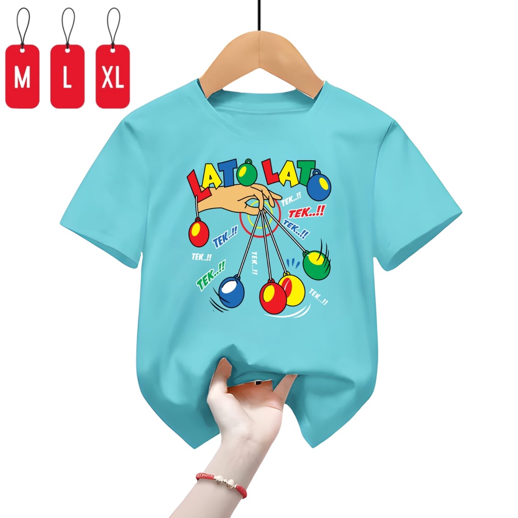 Hzl_outfit Baju Kaos Anak Perempuan dan Laki Laki Lato Lato Tek Trend Uk M,L,XL