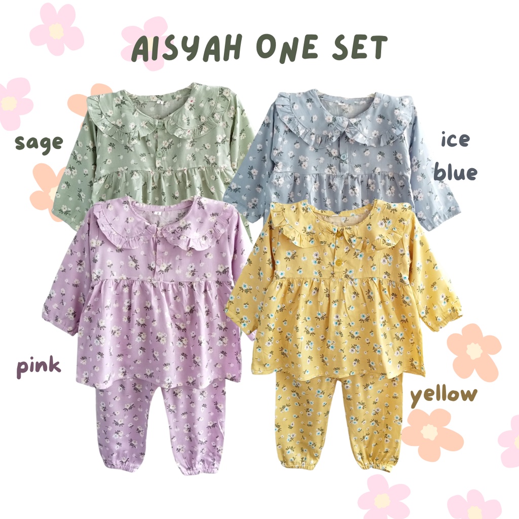 setelan one set rayon balita anak perempuan 1 2 3 tahun baju anak balita cewek baby bayi AISYAH ONE SET tunik rayon anak baju lengan panjang atasan anak perempuan