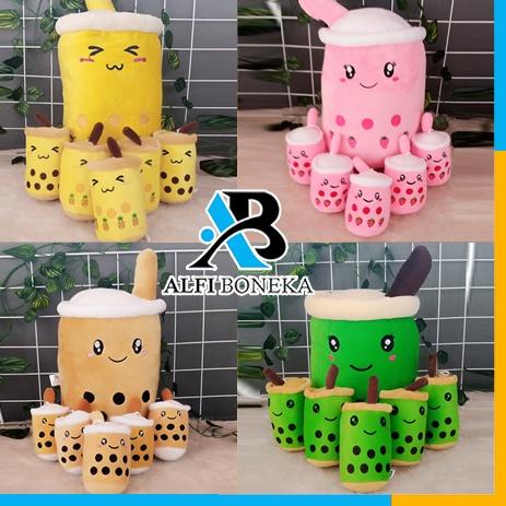 ○ Boneka Boba Milk Tea Beranak 5 Induk 1 Bahan Berkualitas Tinggi Induk 30cm Terbaru - Boneka Berana