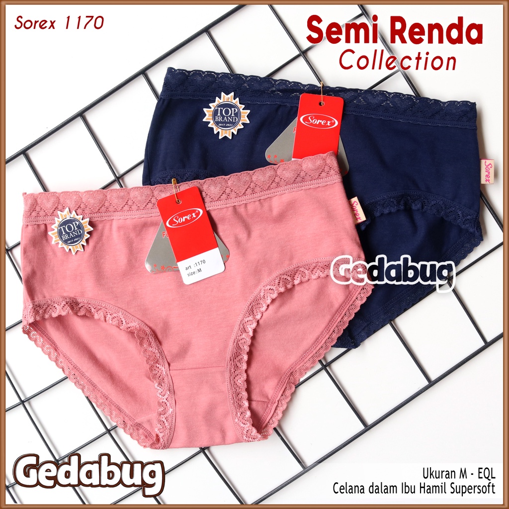 6 Pcs - CD Wanita Sorex 1170 Semi Renda MIDI | Celana Dalam Wanita Dewasa  Bahan Super Soft | Gedabug