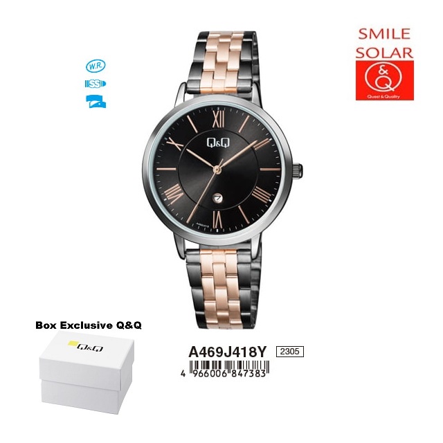 Jam Tangan Wanita Classic Casual Business Rantai Stainless Steel Analog Original Q&amp;Q QnQ QQ A469 A469J Series