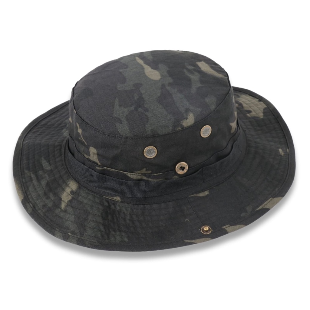 Topi Rimba Multicame Black/Topi Bucket Import