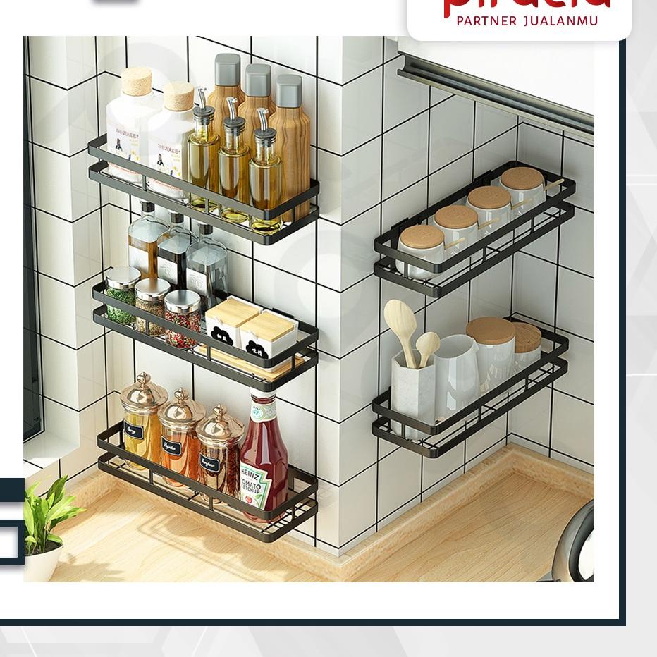 ✵ Rak Bumbu Dapur Gantung Tempel Dinding Tempat Botol Kecap Lada Garam Serbaguna ۩