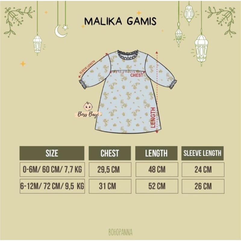 BOHOPANNA - MALIKA Baby (Gamis + Turban) | Set + Hijab Anak Raya Collection