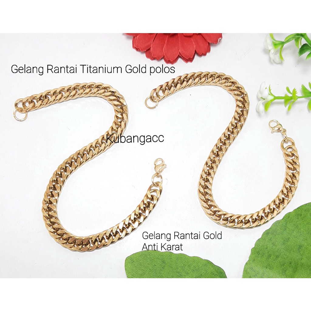 Gelang Titanium Rantai Gold Model Rantai Rapat Gelang Pria Wanita Gelang Anti Karat