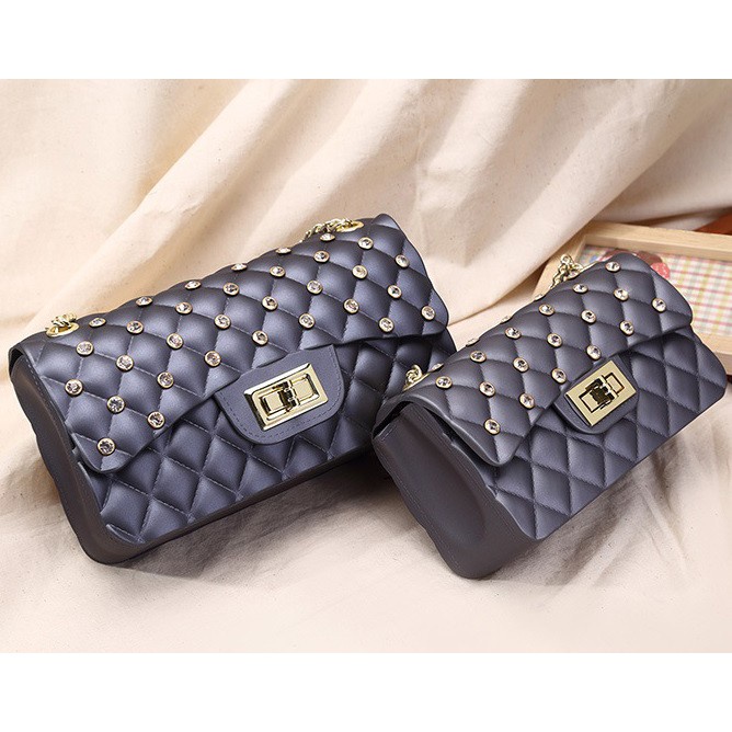 FYGALERY FYG1098 Tas Selempang Wanita Jelly Matte Maxi Diamond Motif Belah Ketupat 22Cm Slingbah Polos Fashion Murah