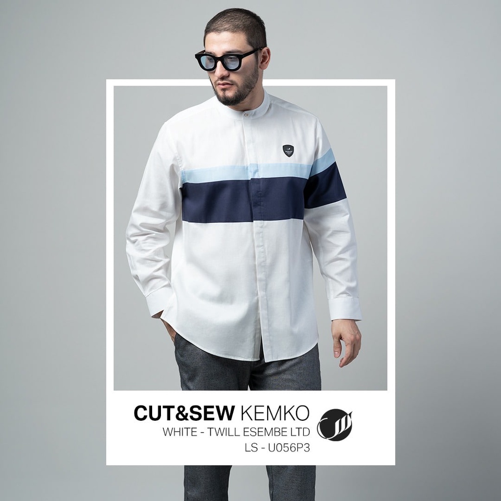 KOKO DEWASA LENGAN PANJANG TERBARU CASUAL KEMKO SAMASE U056P CUT&SEW WHITE/PUTIH