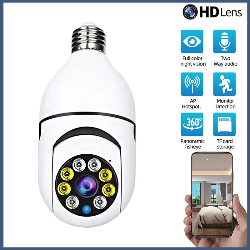 Bohlam kamera 360 derajat wifi kamera pengintai rumah jarak jauh smart high-definition night vision full-color lamp head