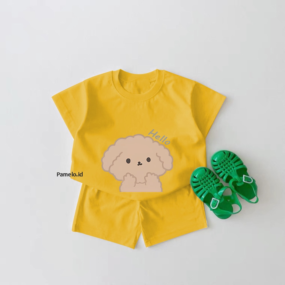 Pamelo.id Set Anak Viral / Hello Pupy / Fashion Anak / Stelan baju anak / Korea Style / Set Balita