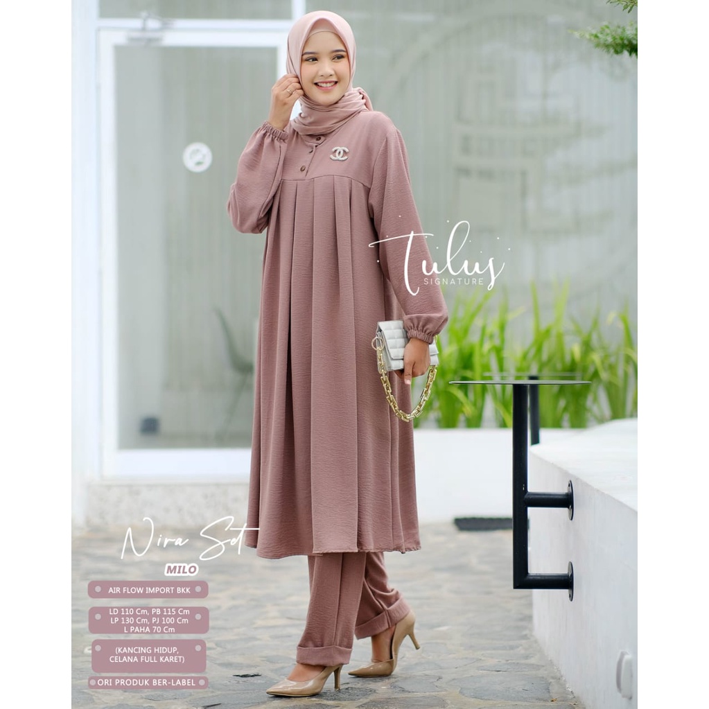 Nira One Set By Tulus Signature / Tulussignature / air flow Import Bkk / Olive Burgundy Milo