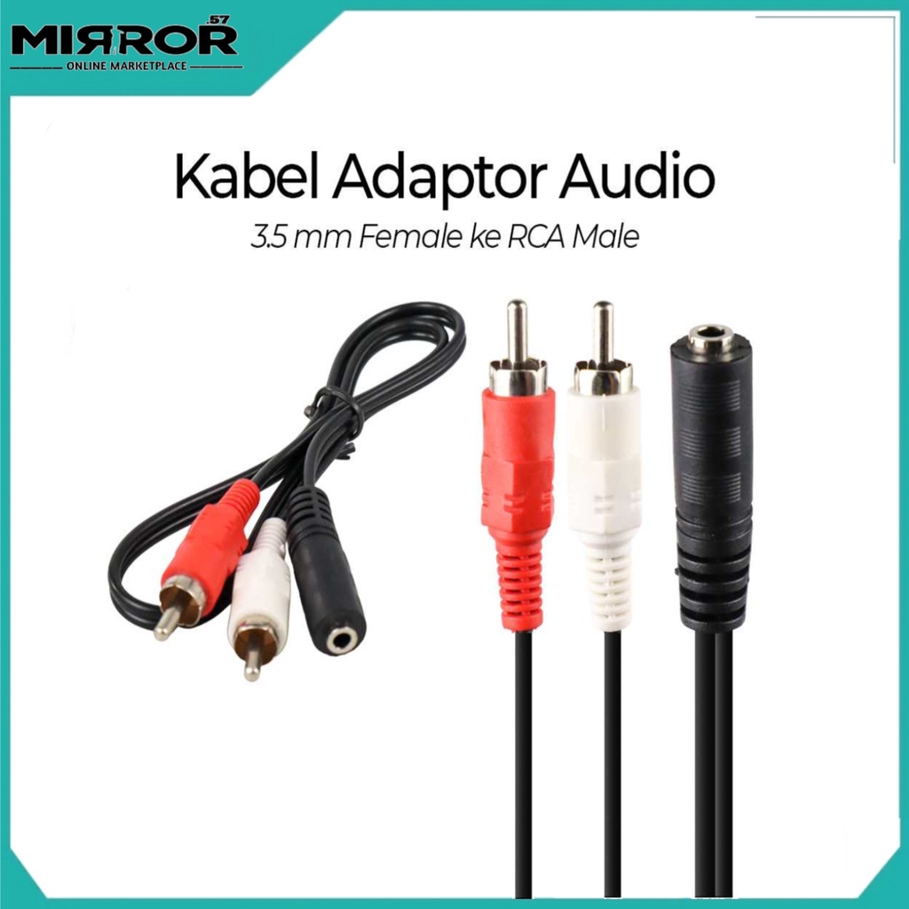 Kabel Adapter Audio 3.5 mm Female ke RCA Male HiFi 40 cm