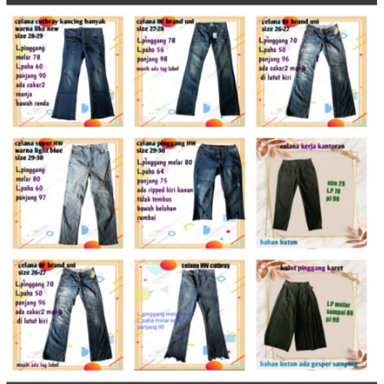 celana wanita PL/bekas/preloved/cutbray/HW/jeans/jens