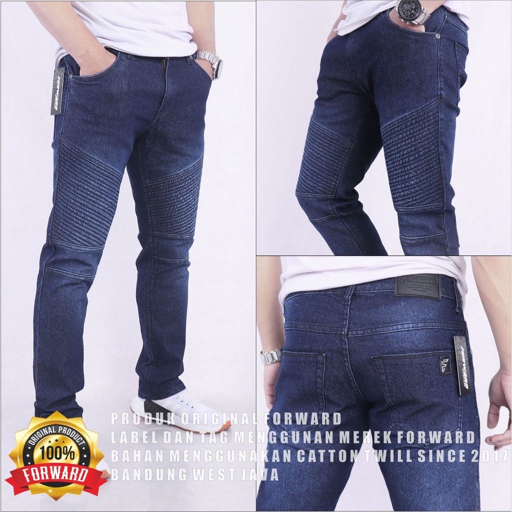 Celana Jeans Bikers Pria Skinny Jeans Panjang Bikers Rider Ripped - Celana Jeans Pria Sobek Lutut Ri