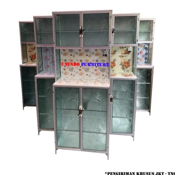 Promo Termuraah.. Rak Piring Lemari Dapur Aluminium Mini 2 Pintu Store_Liree
