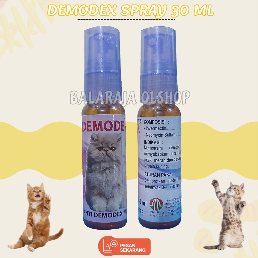 Obat Anti Demodex Kucing - Demodex Spray 30ml - Obati Kudis Luka Scabies Anti Kutu Tungau Bulu Rontok Botak Pitak Kulit Gatal Luka Kudisan Korengan Jamuran Borokan