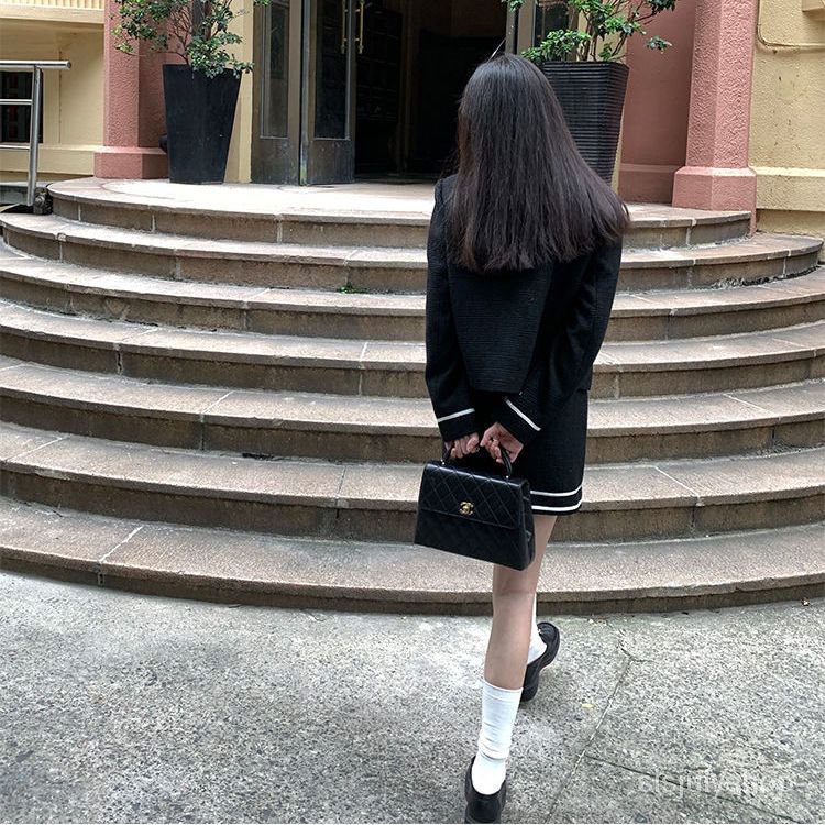 [✅BISA COD] #Sisjuly# Setelan angin dupa kecil hitam wanita temperamen jaket lengan panjang pinggang