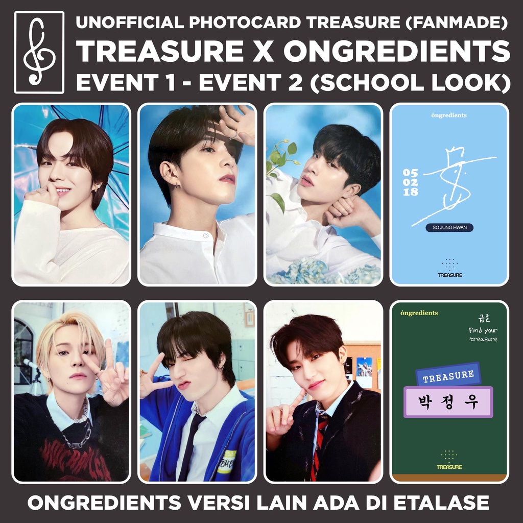 [REPLIKA TREASURE] PHOTOCARD TREASURE X ONGREDIENTS EVENT 1 &amp; 2 CAMPUS LOOK UNOFFICIAL