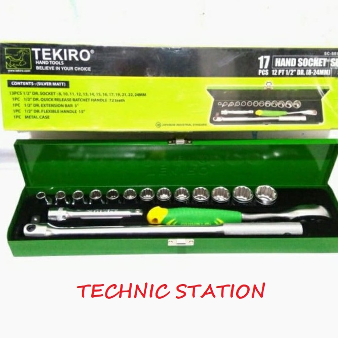 TEKIRO- Kunci Shock Set 17 PCS 8-24MM Box Besi Tebal Original