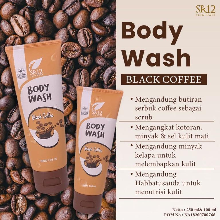 BODY WASH BLACK COFFEE SR12 / SABUN KOPI AMPUH MENGANGKAT SEL KULIT MATI / SABUN MANDI CAIR BPOM