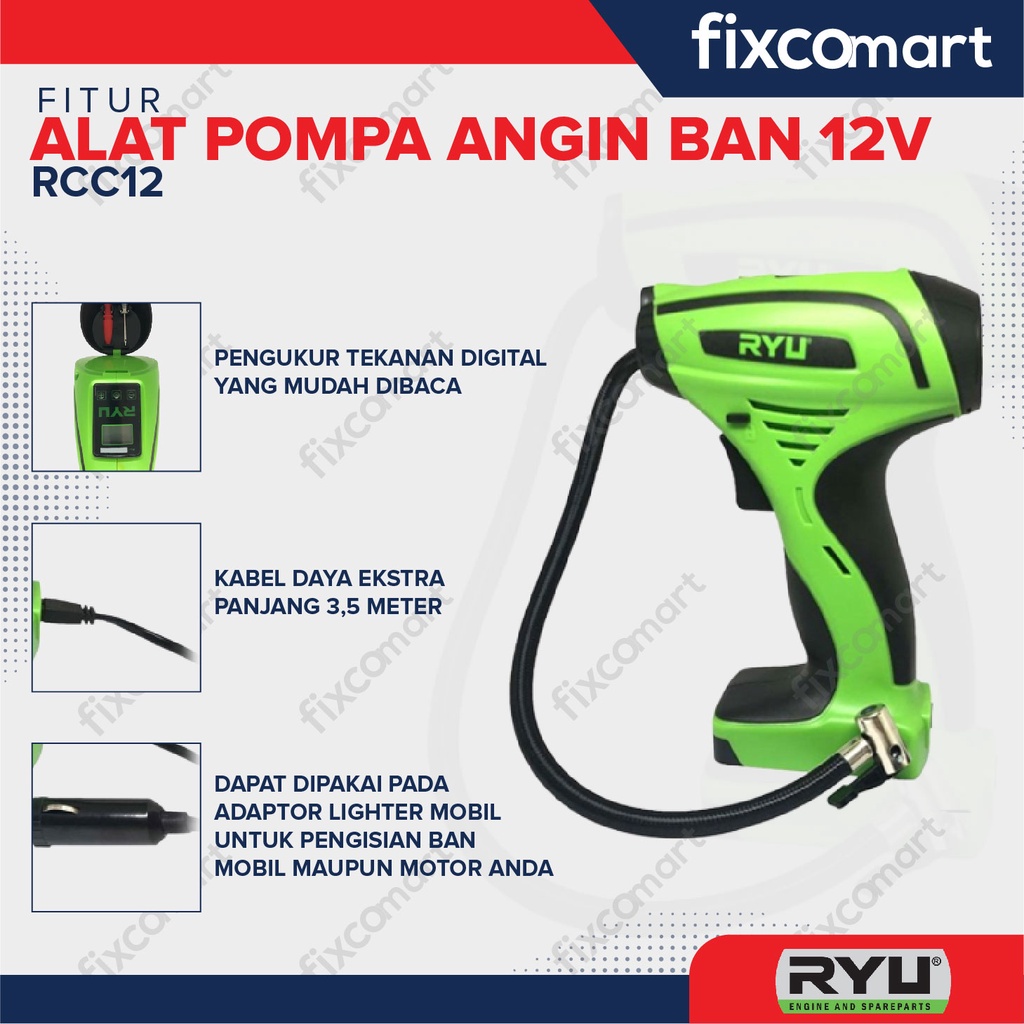 Ryu Pompa Ban / Air Compressor / Kompresor Mini 12V - Ryu Rcc 12