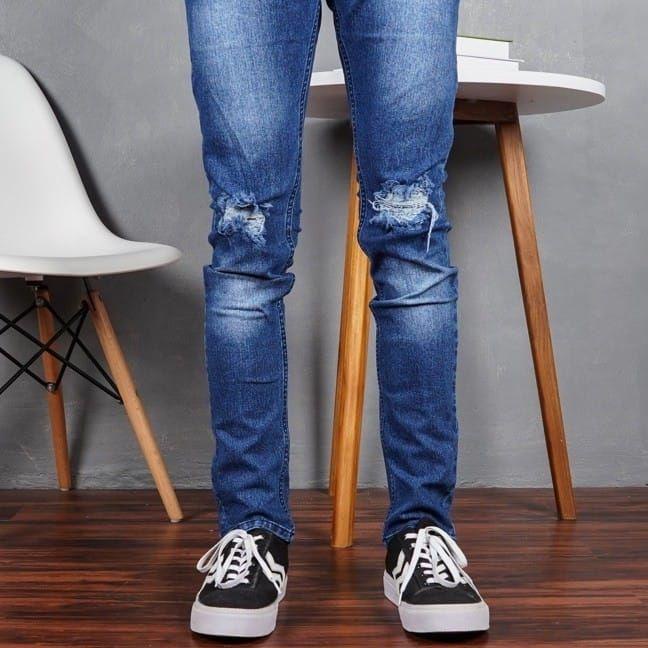 ❀ CELANA JEANS HITAM SOBEK PRIA STRETCH SOFT BAHAN MELAR CELANA RIPPED JEANS PRIA CELANA SOBEK LUTUT