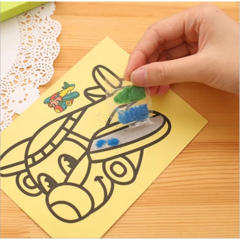 LUKIS PASIR Anak Kertas Mewarnai Pasir Tempel FREE Pasir Warna