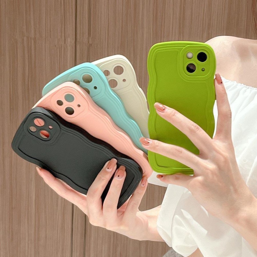 SoftCase Gelombang Warna Waxy Wave Edge Macaron Xiaomi  Redmi A1 Redmi 10 4G Redmi 10 5G Redmi 10C Redmi 9T Redmi 9C Redmi 9C Redmi 9A Redmi 9  White_Cell