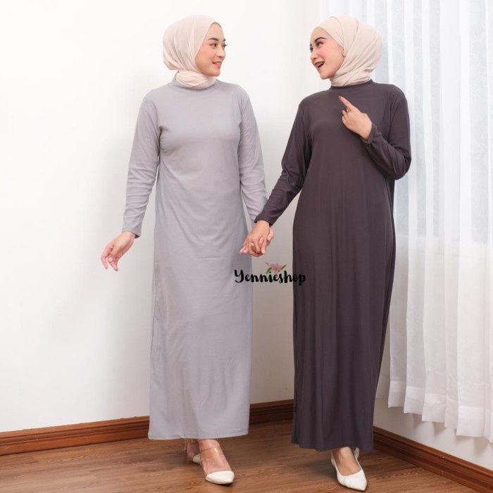 manset gamis bahan kaos daleman kaftan - Hitam (H2U7) Exclusive Ceruti Busui Friendly High Quality K
