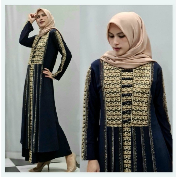 Gamis baju abaya turkey 1912/NEW TURKEY GAMIS LONGDRESS ABAYA WANITA MODERN - navy, M(I8M9) Gamis Ab